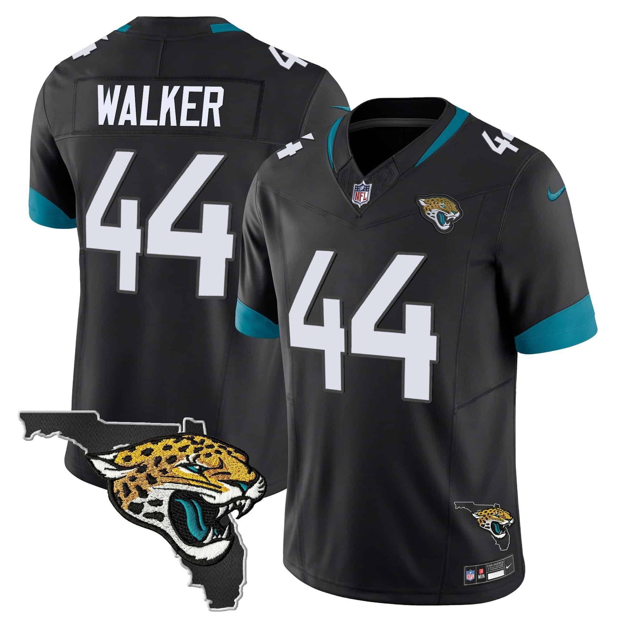 Men Jacksonville Jaguars #44 Walker Black 2024 Nike Florida Patch Vapor NFL Jersey style 1->customized nfl jersey->Custom Jersey